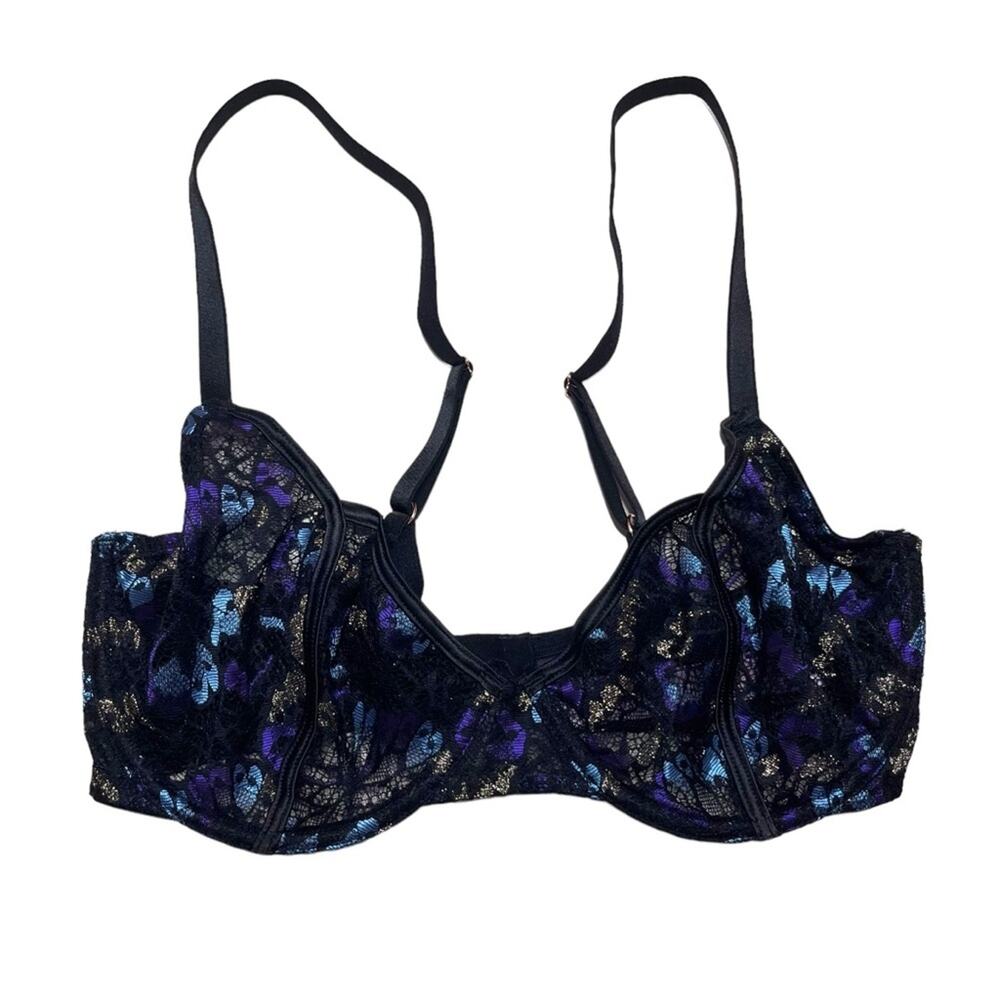 Savage X Fenty Butterfly Wings Unlined Tulip Cup Bra Wave Rider Blue Size 34DD